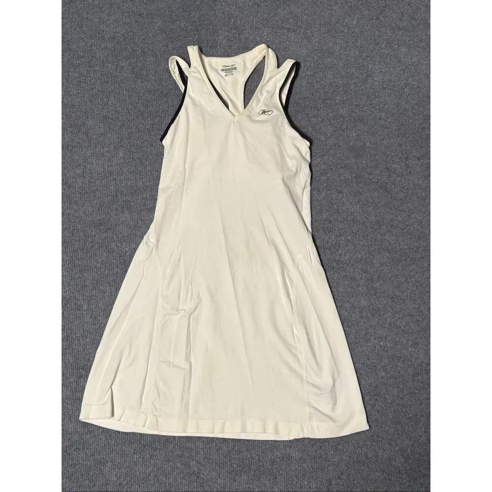 Reebok PlayDry White Racerback Tennis Dress XS Athletic Workout Golf Activewear